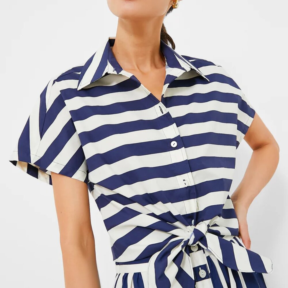 Tuckernuck Awning Stripe Navy Cream Connor Blouse